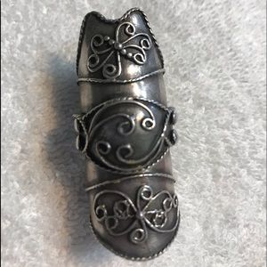 Vintage Articulated Armor Ring Sterling Silver